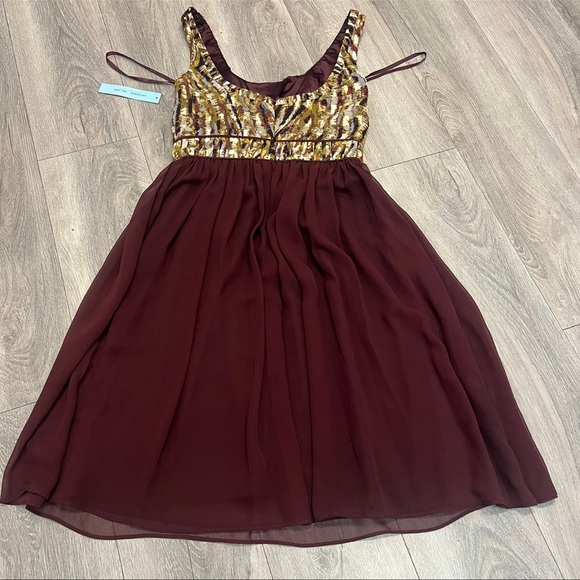 NEW Antonio Melani Burgundy Flow Sheer Layered Multicolor Top Women's Size 2 - Picture 6 of 9